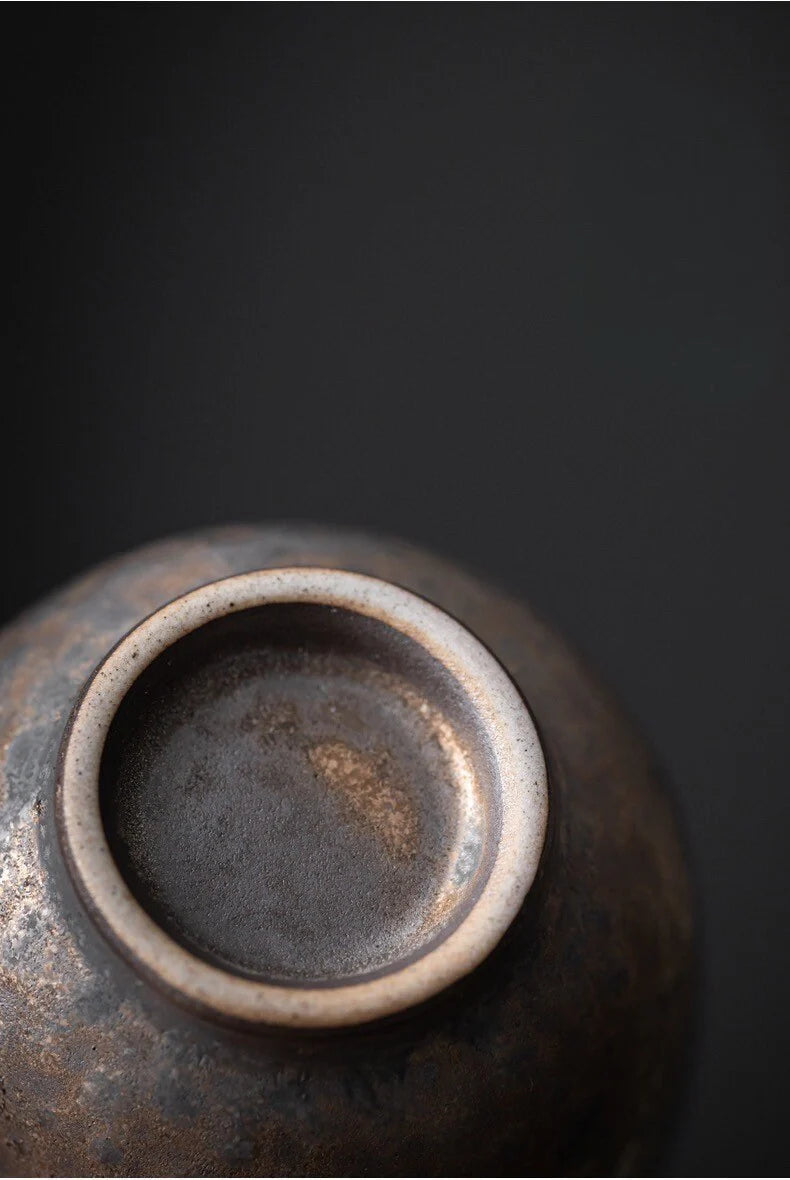 Golden-Black Ceramic Tea Cup – Handmade Stoneware | MDTEA