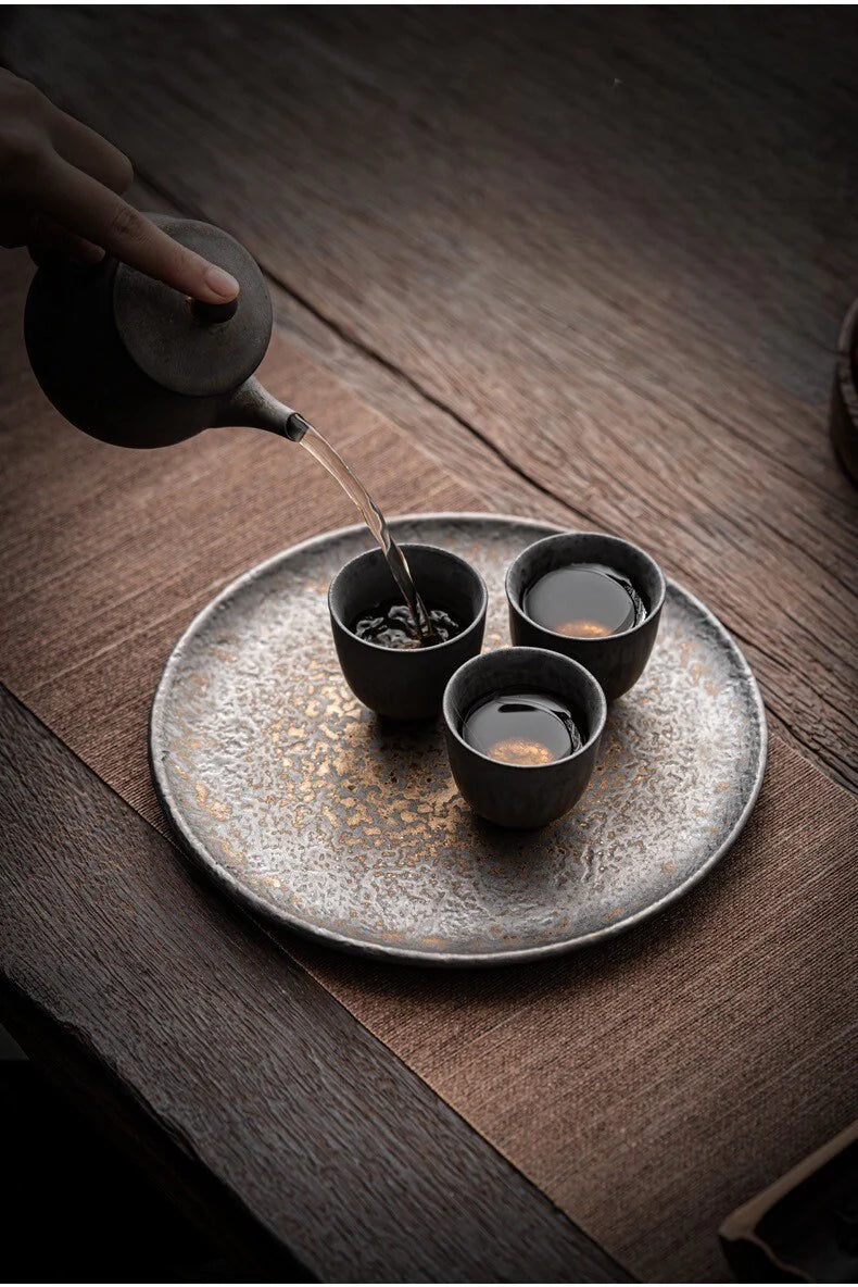 Golden-Black Ceramic Tea Cup – Handmade Stoneware | MDTEA