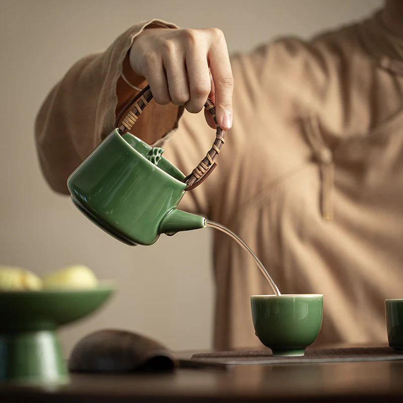 Handmade Japanese-Style Green Ceramic Teapot (200ml) | MDTEA