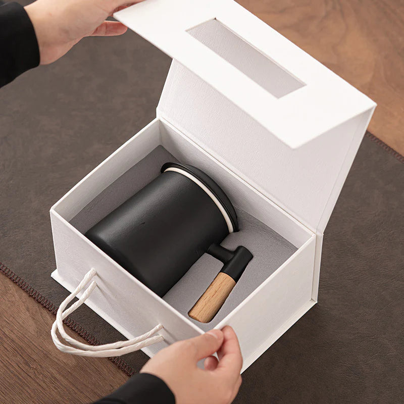 Handcrafted Ceramic Tea Cup with Infuser – 450ml (Black or Dark Green) | MDTEA