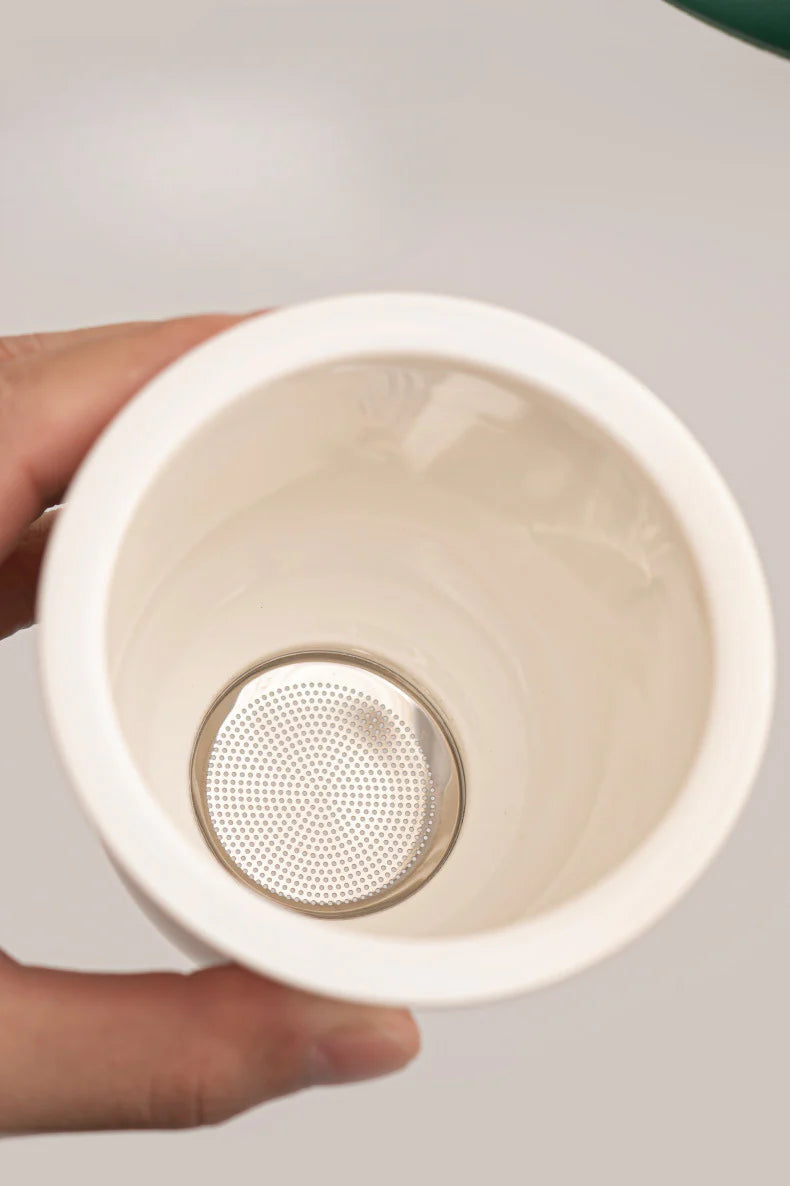Handcrafted Ceramic Tea Cup with Infuser – 450ml (Black or Dark Green) | MDTEA
