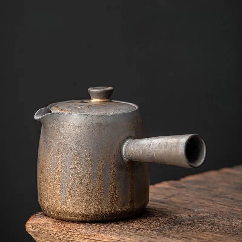Handmade Golden Black Ceramic Teapot | MDTEA