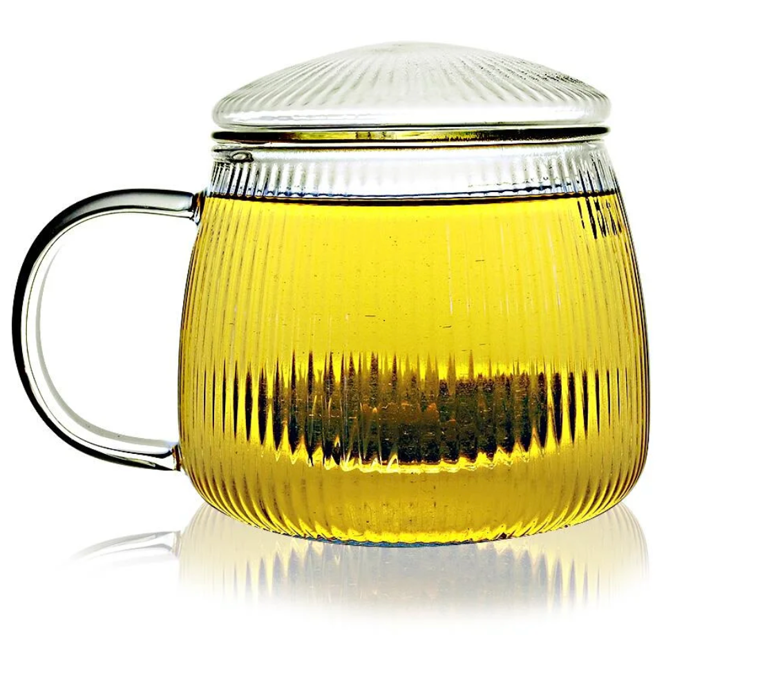 Ribbed Glass Infuser Mug – 400ml | MDTEA