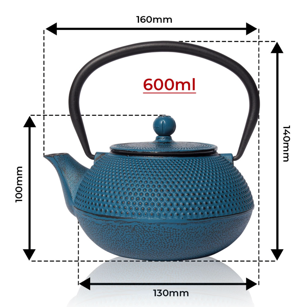 Tenshi Cast Iron Teapot – Teal - 600ml | MDTEA