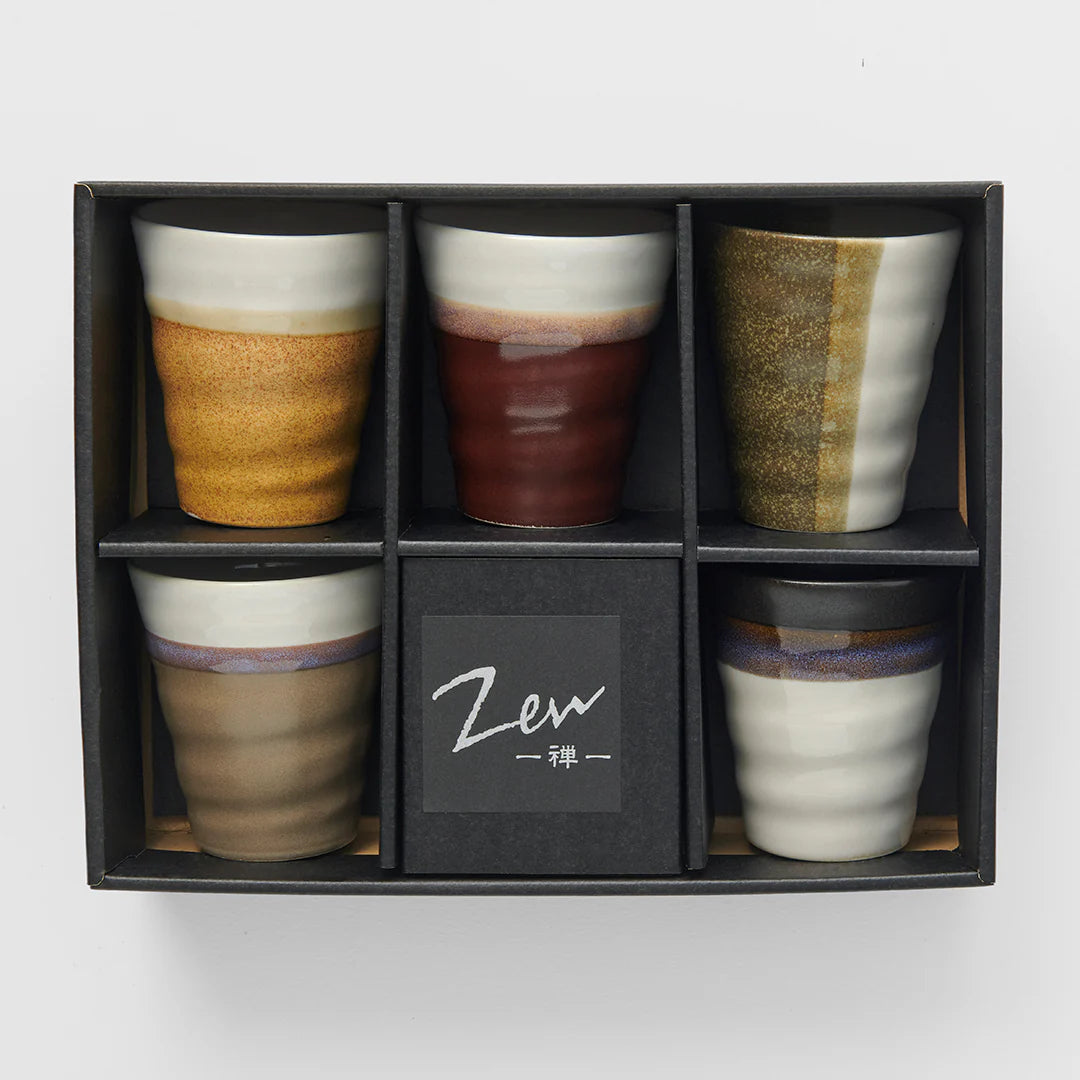 Five-piece porcelain cup set (Earth tones) | MDTEA