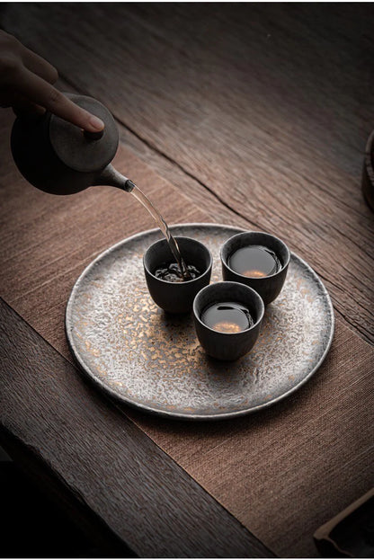 Golden-Black Ceramic Tea Cup – Handmade Stoneware | MDTEA