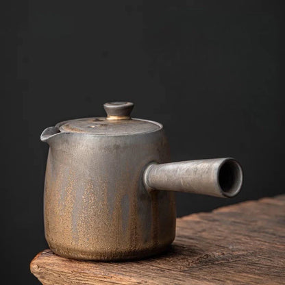 Handmade Golden Black Ceramic Teapot | MDTEA