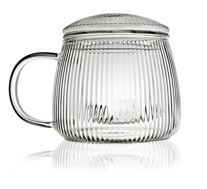 Ribbed Glass Infuser Mug – 400ml | MDTEA