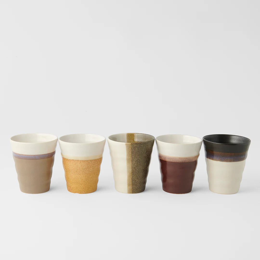 Five-piece porcelain cup set (Earth tones) | MDTEA