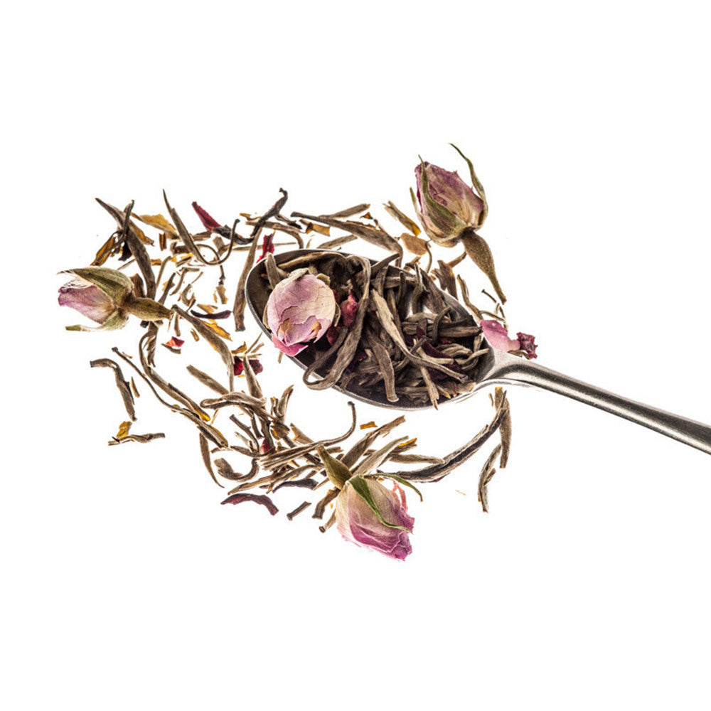 Pink Pride – a blend of Jasmine Silver Needle, pink rose buds and hibiscus | MDTEA